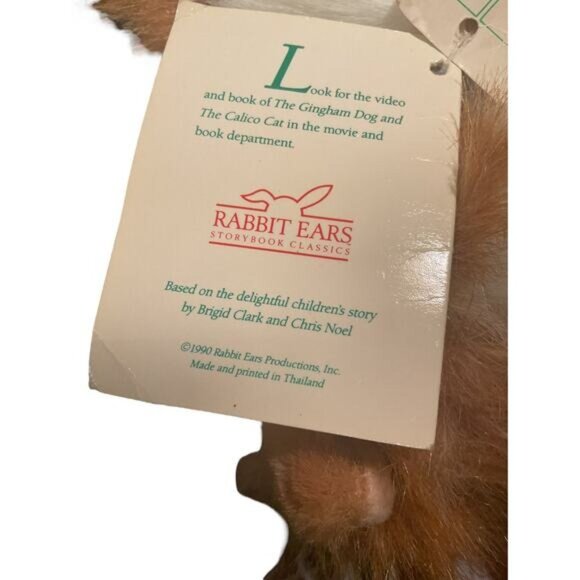 The Gingham Dog & The Calico Cat Plush Toy With Bow Vintage 12" - Picture 10 of 11